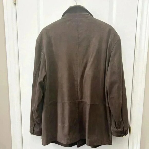 Vintage 90s Men’s Brown Suede Leather Jacket Oversized Size Large - Picture 4 of 15